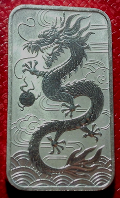 2018 Australia Perth Mint Silver Dragon Bar 1 oz. .9999 Fine