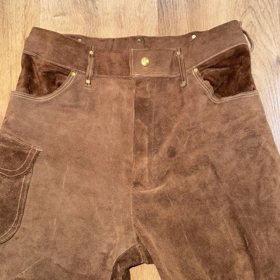 Pantalones de Colección Años 60 70 Campana Parte Inferior Gamuza Cuero Disco Hippie Pierna Acampanada Para Hombres 34 28 Foto 4 de 4