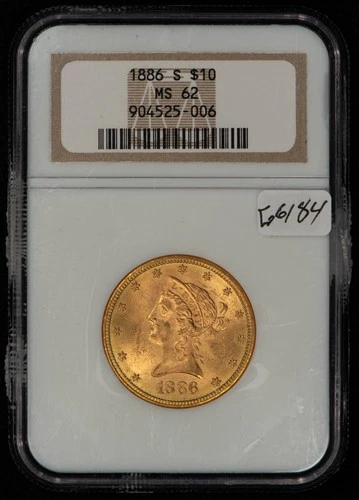 1886-S G$10 Liberty Head Gold Eagle - San Francisco Mint - NGC MS 62 - SKU-G6184