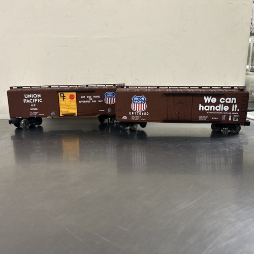 Lionel 2 O Escala Union Pacific Marrón Boxcars #170650 #507406 Ferrocarril Miniatura | Condition: Used
