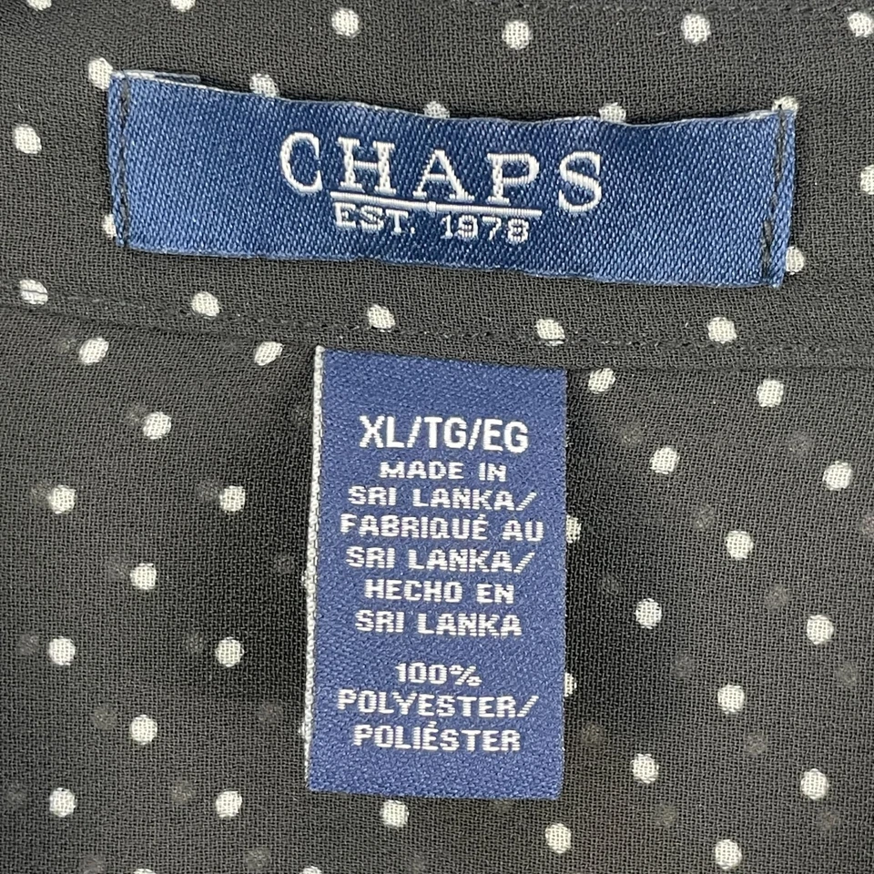 Blusa Chaps Feminina XL Preta Branca Bolinhas Transparente Manga Longa Camisa Top - Imagem 4 de 4