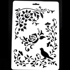 Stencil Boho Floral Bird - Reusable, DIY Template, Mylar Material - StencilAir
