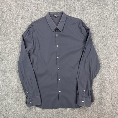 James Perse Dress Shirt Mens XL Gray Long Sleeve Button Front Made In Italy