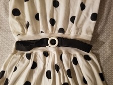 vtg 80s girls white black dress polka dots see notes