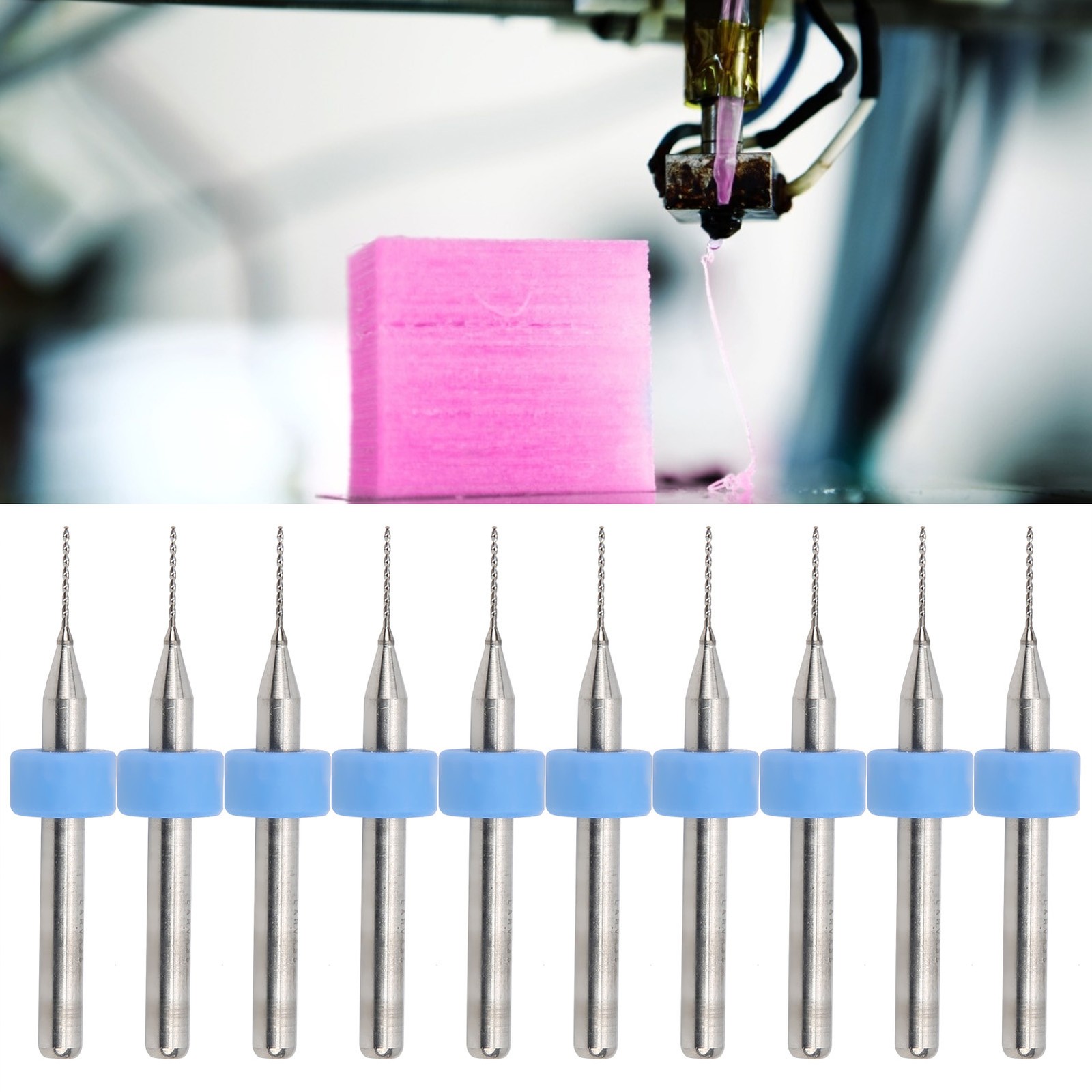 10pcs Tungsten Carbide Micro Drill Bits For 3D Printer Nozzle Cleaning