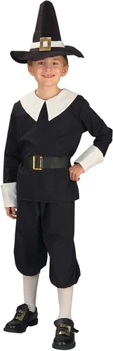 Pilgrim Boy Costume for Boys Medium Historical Thanksgiving Outfit with Hat