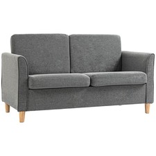 Sofa Zweisitzer Couch Doppelsofamit Kissen Leinen Grau