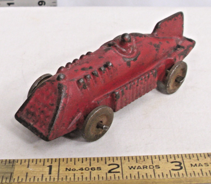HUBLEY FINTAIL RACE CAR CAST IRON TOY ORIGINAL