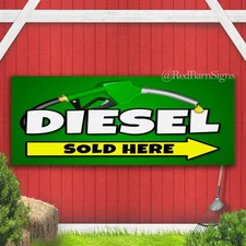 Diesel Sold Here arrow Indoor Outdoor Banner Sign with grommets