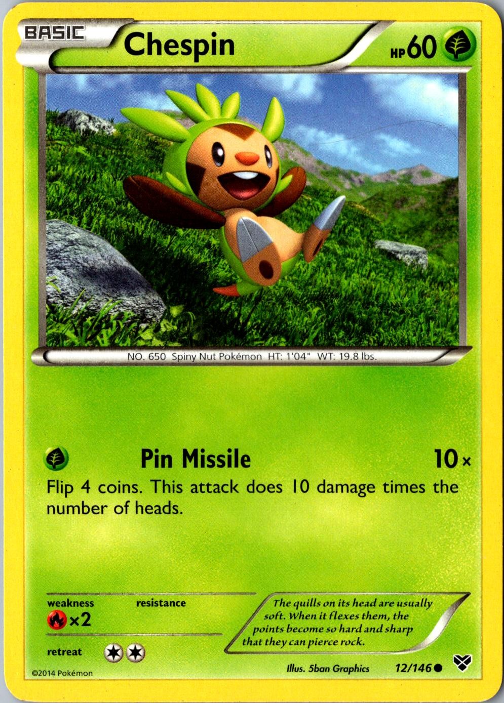 Chespin 12/146 Common XY Base Set LP Pokemon Card