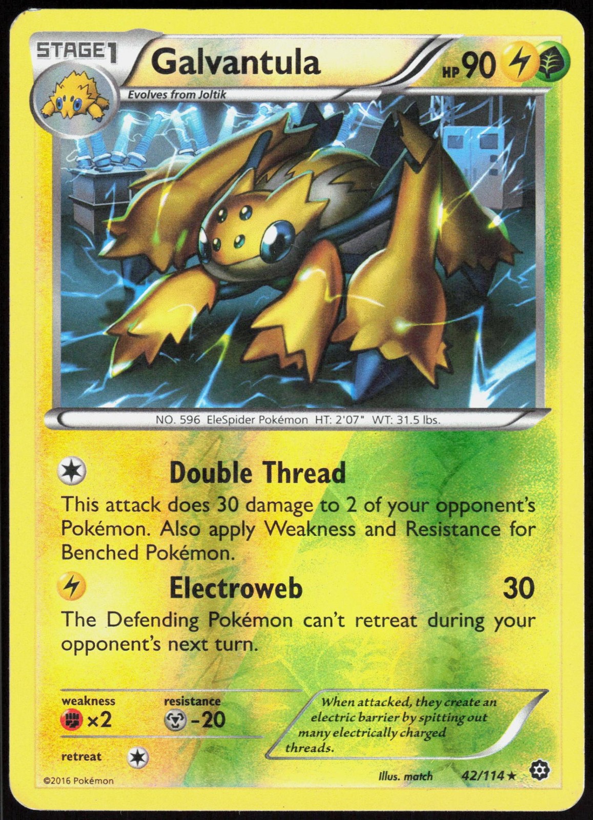 Steam Siege Galvantula 42/114 Rare Pokemon Reverse Holo LP