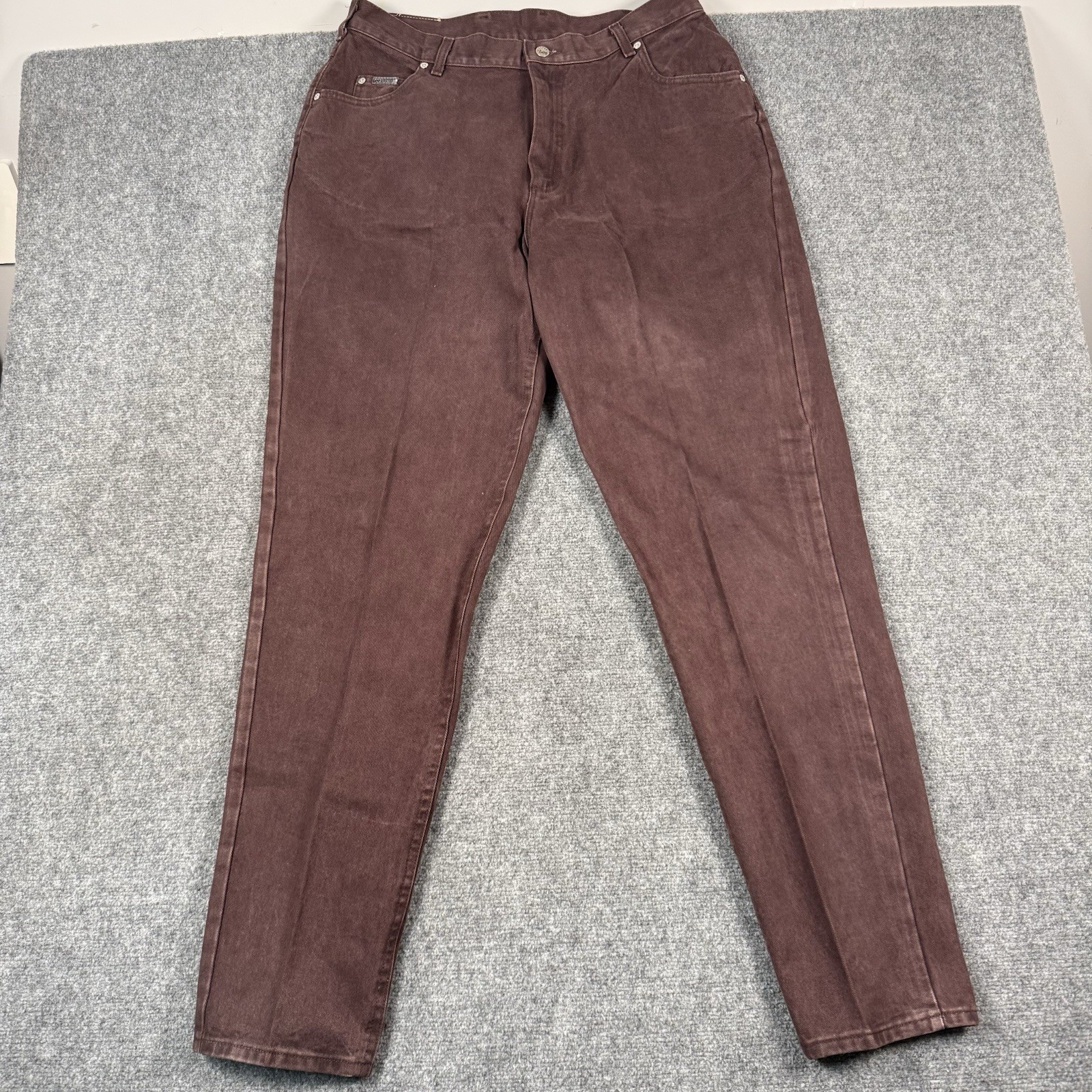 🟤Vintage 90s Lee Riveted Jeans Made in USA Brown Plum Tapered Mom Fit 36x34