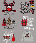Christmas Iron on Transfers for T-Shirts Classic Buffalo Iron Patches Black Red