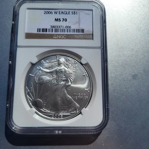 2006 W 1oz Silver Eagle .999 Fine Dollar Coin Bullion NGC MS70