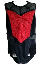 Dance Costume Weissman XLC Jazz Latin Tap Sequin Black Red Extra Large Child