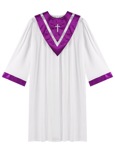 Women Church Choir Robe Outfits V-Shape Pastor Baptism Officiant Cosplay Costume - Picture 18 of 38