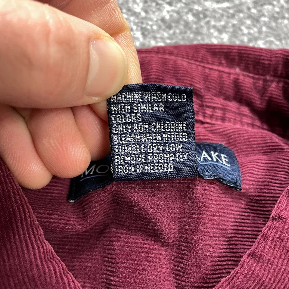 Camisa con botones Mountain Lake para hombre grande roja manga larga pana suave top adulto Foto 4 de 4