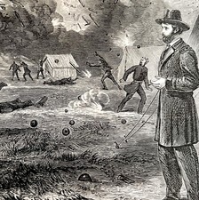 Ulysses Grant City Pont Bomb Engraving 1868 Civil War Victorian Military DWAA4