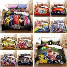 Kids Power Rangers 3D Quilt Duvet Covers Pillowcase 2/3 Pcs Bedding Set Gift UK