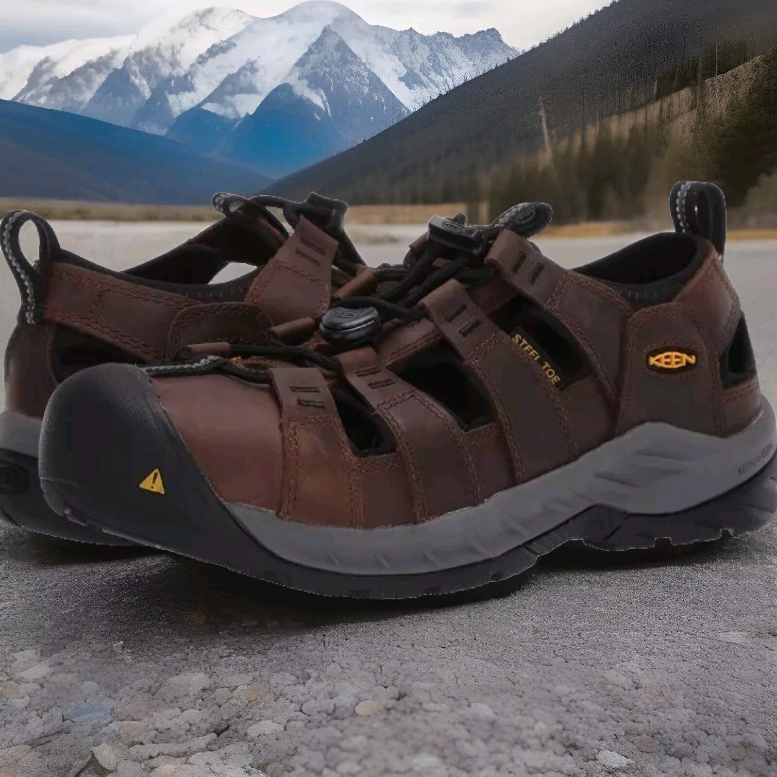NUOVO! Scarpa da lavoro Keen Utility Atlanta 2 Cooler punta in acciaio marrone nero taglia 10 5EE
