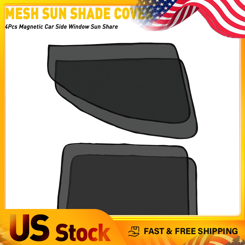 4X Magnetic Car Side Front Rear Window Sun Shade Mesh Cover Shield UV Protection