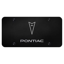 Placa de matrícula con logotipo grabado láser Pontiac (negro)
