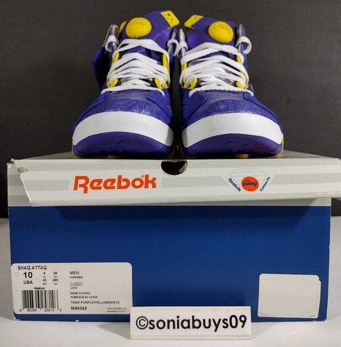 Zapatos de baloncesto Reebok para hombre Shaq Attaq LSU Tigers, púrpura amarillo blanco, talla 10 - Imagen 5 de 13