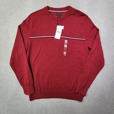 Tommy Hilfiger Sweater Mens Medium Red Striped Crew Neck Casual Preppy NWT