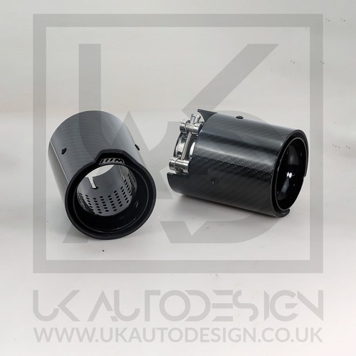 2 punte di scarico in fibra di carbonio nera BMW M135i/M140i/M240i MP (F20/F21/F22) - Foto 7 di 7