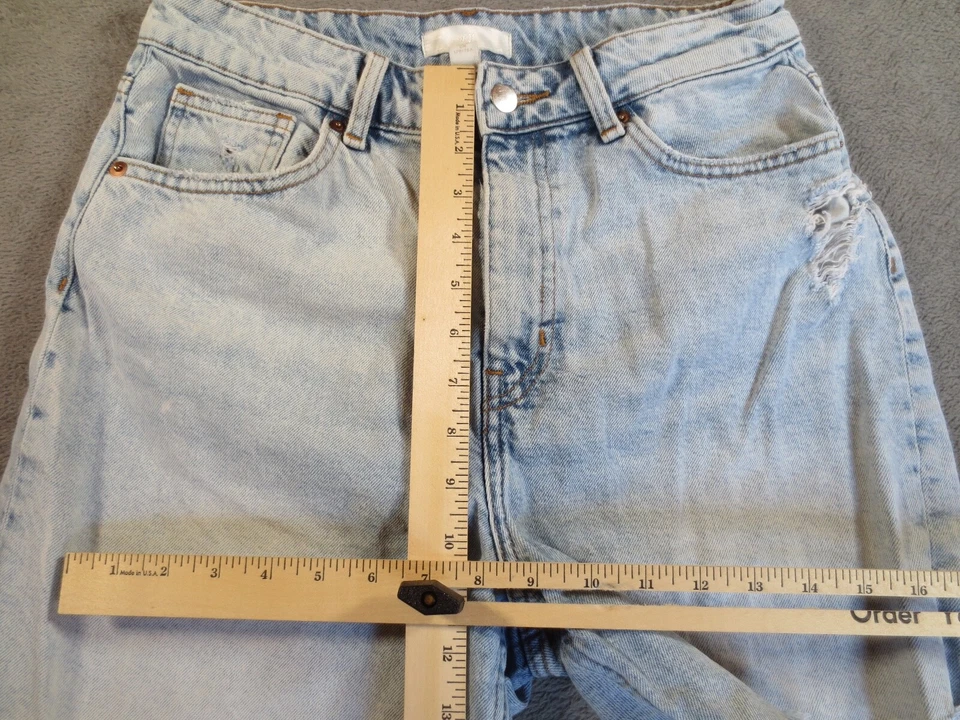 Pantalones Cortos H&M Para Mujer 8 Desteñidos Azul Claro Lavado con Ácido Corte Dobladillo Crudo 27" Foto 4 de 4