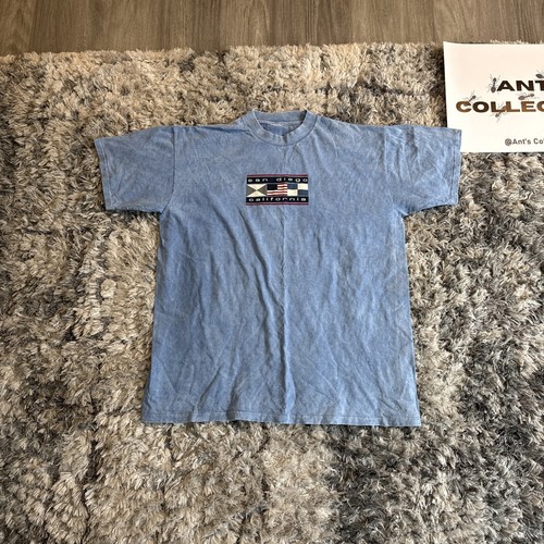 Vintage 80’s 90’s Men’s CUT TAG San Diego California Short Sleeve Blue T-Shirt