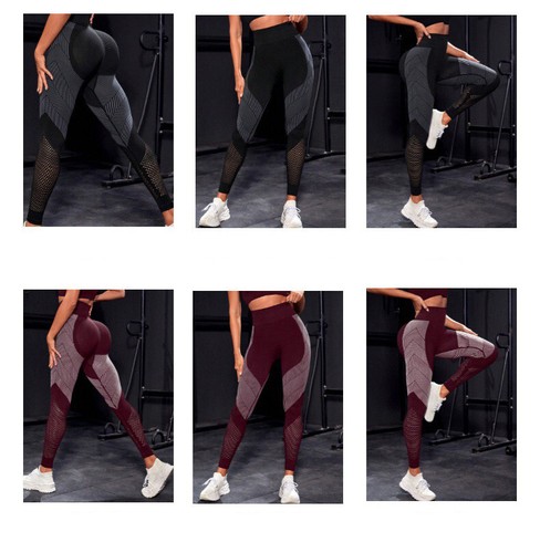 Pantalones sin costuras de red transparente para mujer para levantamiento de glúteos control abdomen entrenamiento leggings - Imagen 2 de 10