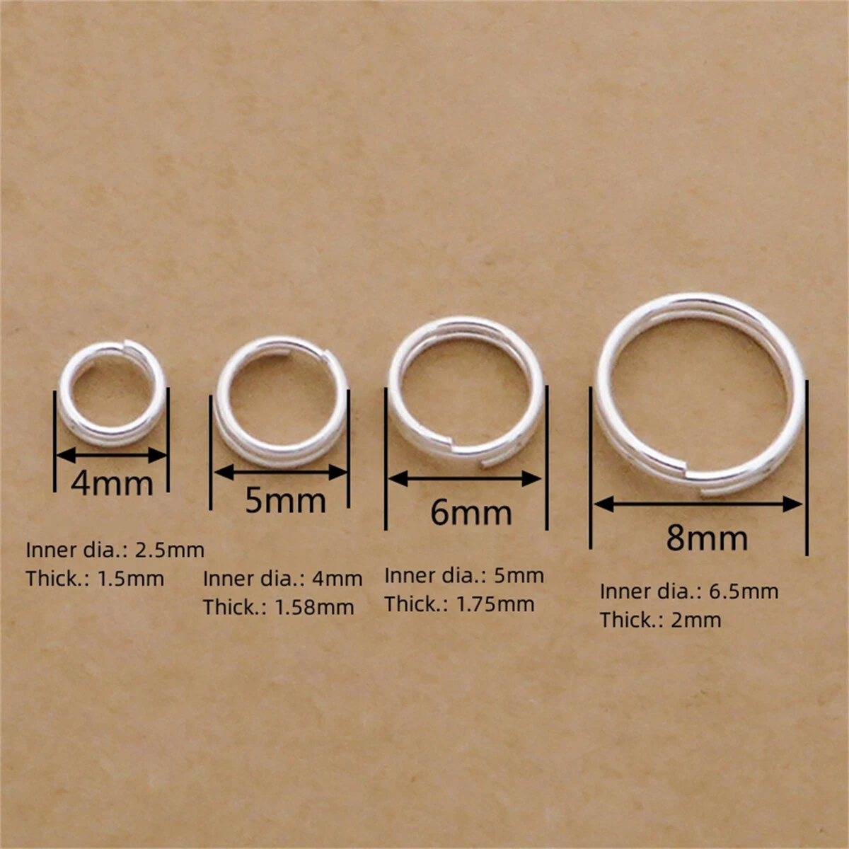 925 Sterling Silver Double Split Jump Rings 4 5 6 8mm Jewellery Making Findings