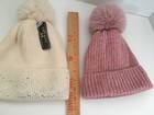 FLEECE LINED Bling Cream Winter Cable Knit Pompom Beanie Hat & Pink Shiny Beanie — photo 5