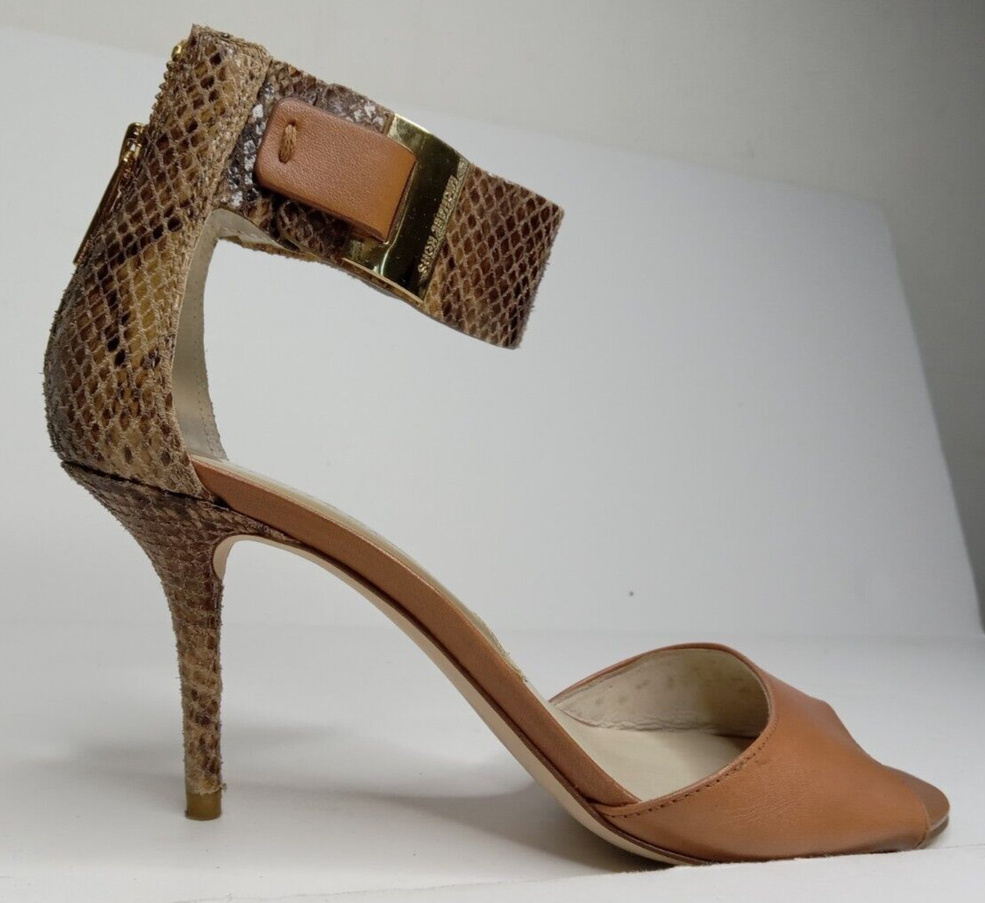 Michael Kors Guillianna Leather/python Open Toe H… - image 8