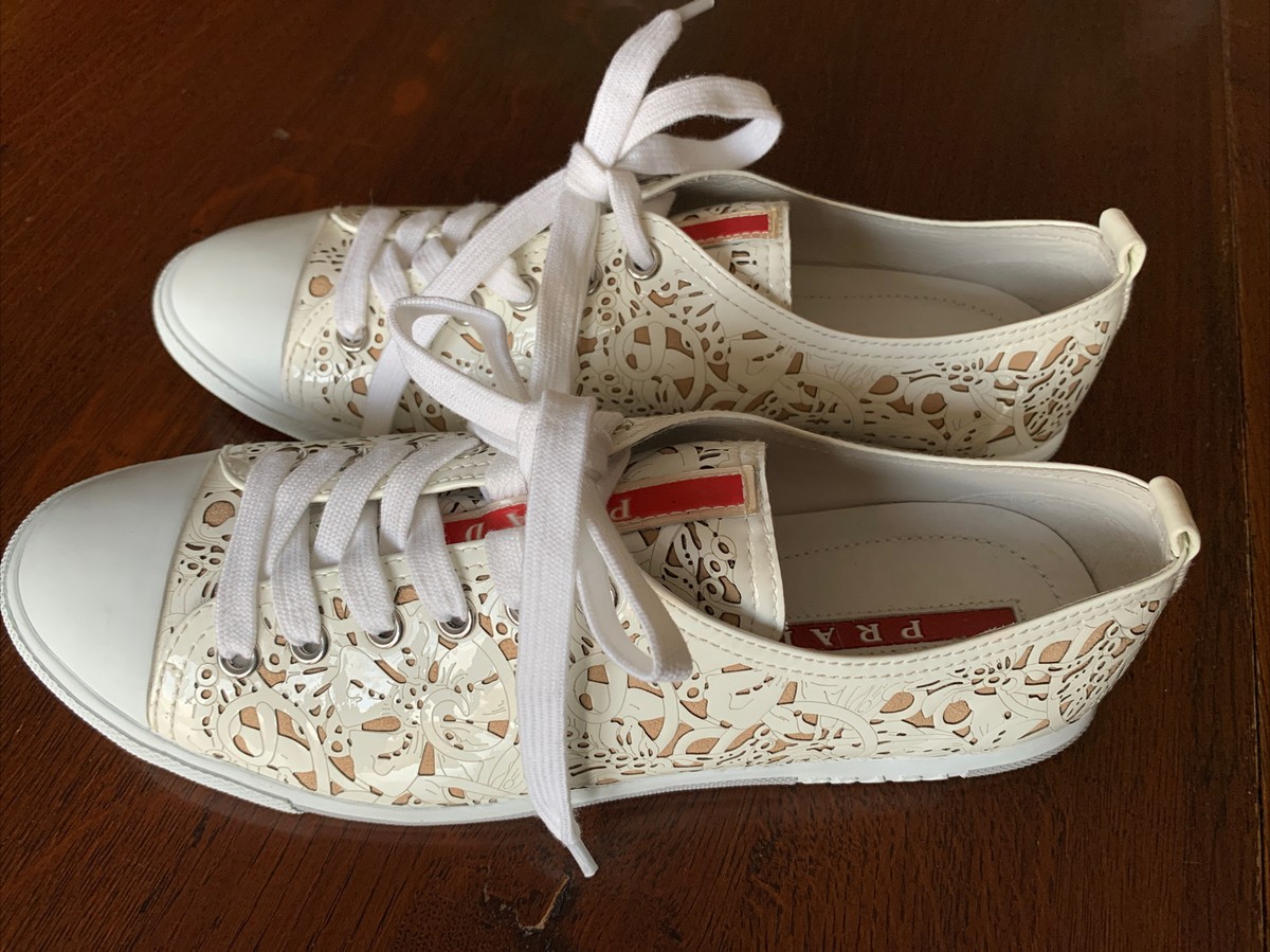 NEW PRADA WOMEN SHOES SNEAKERS WHITE 38 1/2 Laser Cut | eBay NEW PRADA WOMEN SHOES SNEAKERS WHITE 38 1/2 Laser Cut | eBay