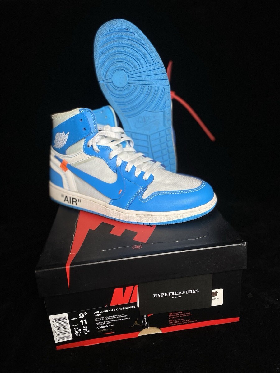 Air Jordan 1 x Off-White “UNC”, used, size 9.5 Nike Air Jordan 1 X Off-white Unc High-top Sneakers Size  main image 4