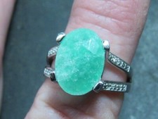green gemstone sterling ring