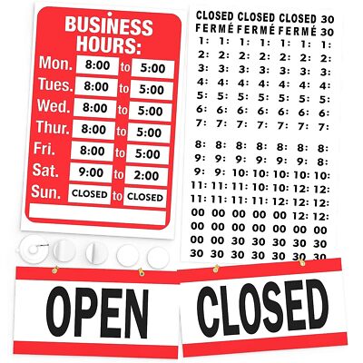 Open Closed Sign for Business - Ideal Office Hours Sign for Glass Door or Win...