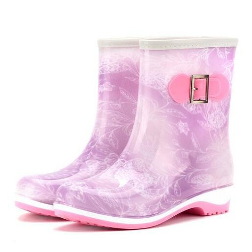 Bottes de pluie pour femmes milieu mollet antidérapant cheville imperméables courtes chaussures décontractées - Photo 1/14