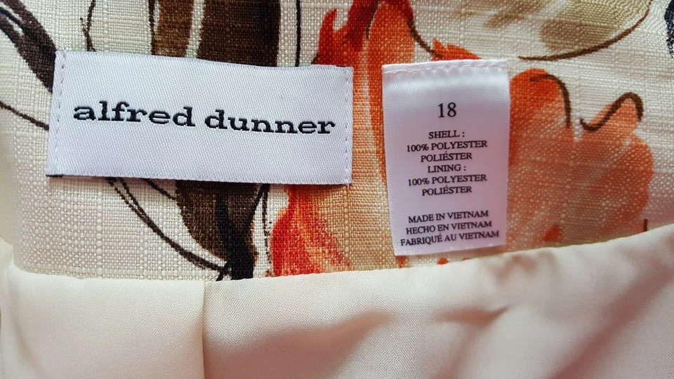 Alfred Dunner Womens Blazer Jacket Coat Size 18 Brown Orange Ivory Floral - Image 2 of 4