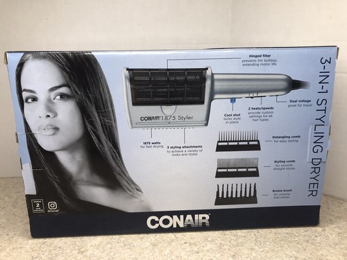 Conair 3-in-1 Styling Haartrockner 1875W mit 2 Geschwindigkeiten & 3 Aufsätzen Neu in OVP - Bild 2 von 2