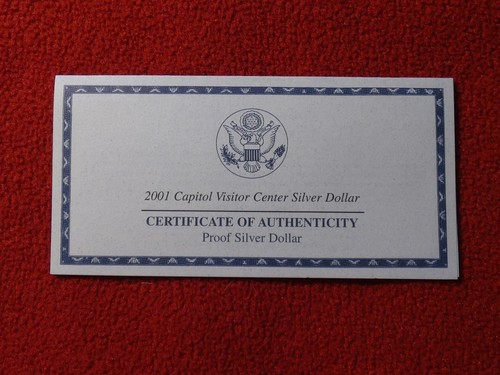 2001-P US Capitol Visitor Center Proof Silver Dollar $1 Coin COA and OGP #3267 - Picture 10 of 15