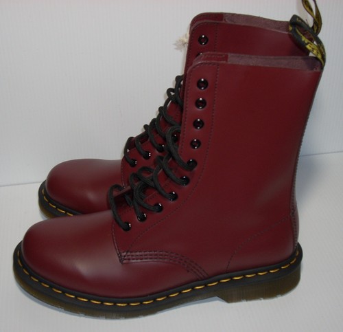 Botas Dr. Martens 1490 Rojo Cereza Lisa Hombres EE. UU. 9 10 Ojos *Marcas de defectos LEER - Imagen 9 de 17