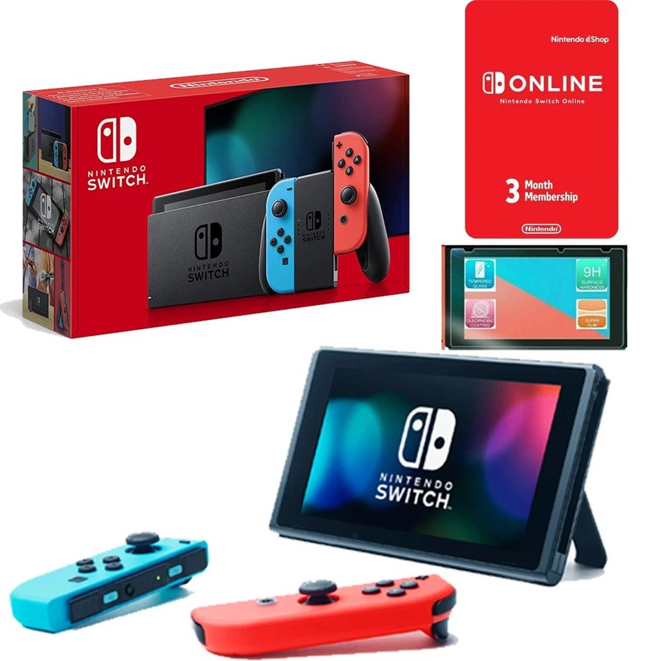 ⭐Consola Nintendo Switch Rojo Neón Azul Joy Con 32GB + 3Mes de Membresía + SP