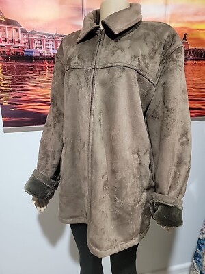 Guiducci Fine Italian XL coat  brown Faux suede lined Women's Jacket NEW #W6