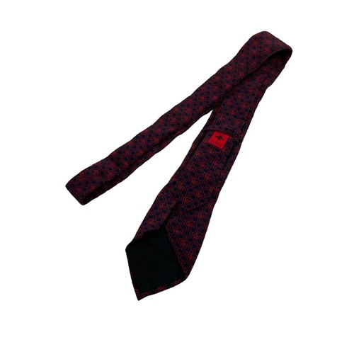 GUCCI Rare tie Red GUCCI logo pattern silk from japan C524 - Picture 6 of 24