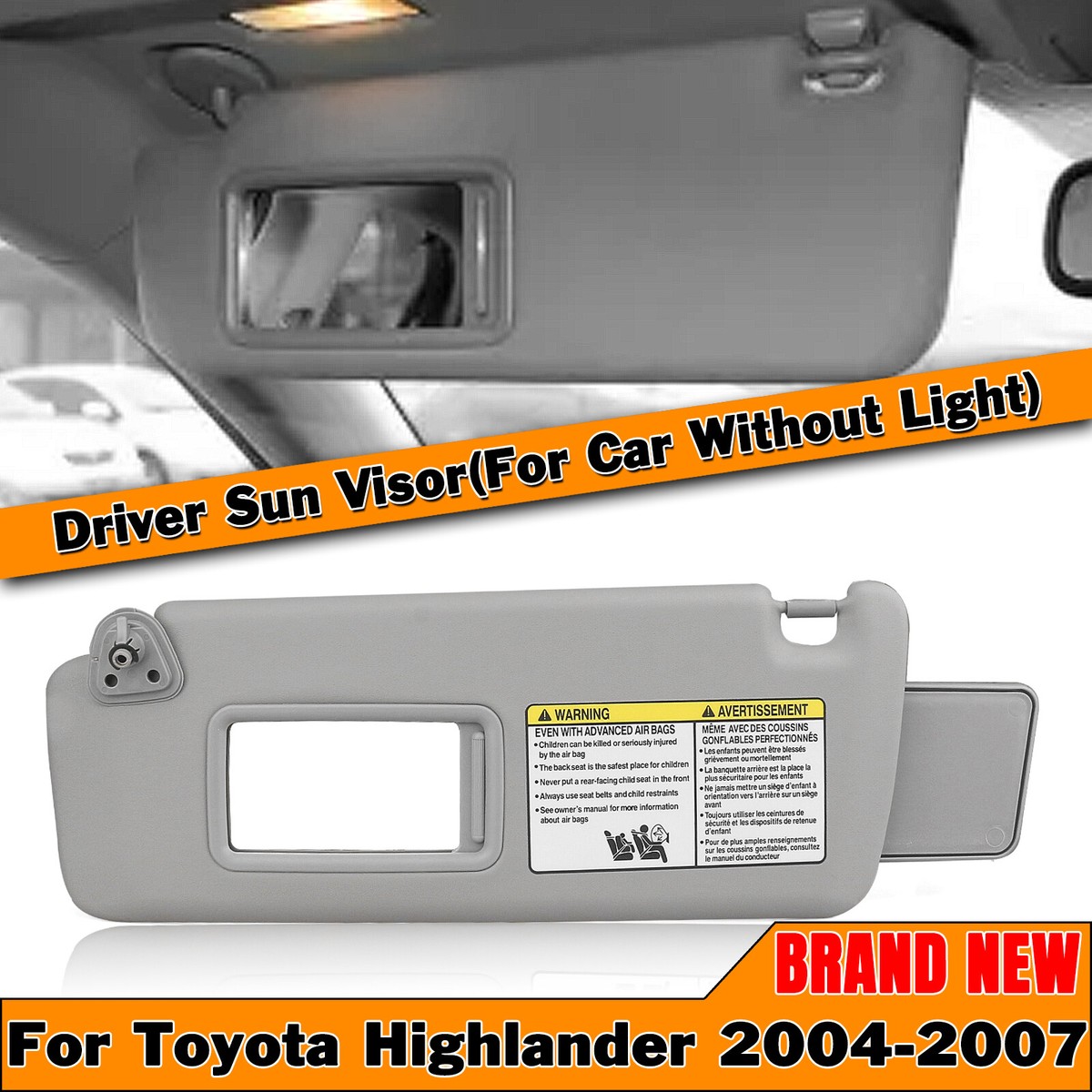 Left Driver Side Sunvisor Sun Visor For Toyota Highlander 04-07