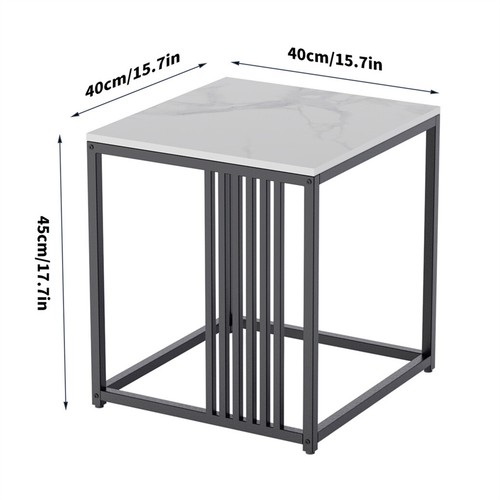 Deluxe Coffee Side Table Square End Beside Table Sintered Stone Top & Iron Frame - Picture 17 of 18