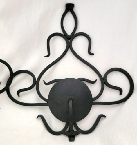 Vintage Set of 2 Decorative Wrought Iron Wall Sconce 12" H - 10.25" W - 3.5" D - Picture 2 of 7